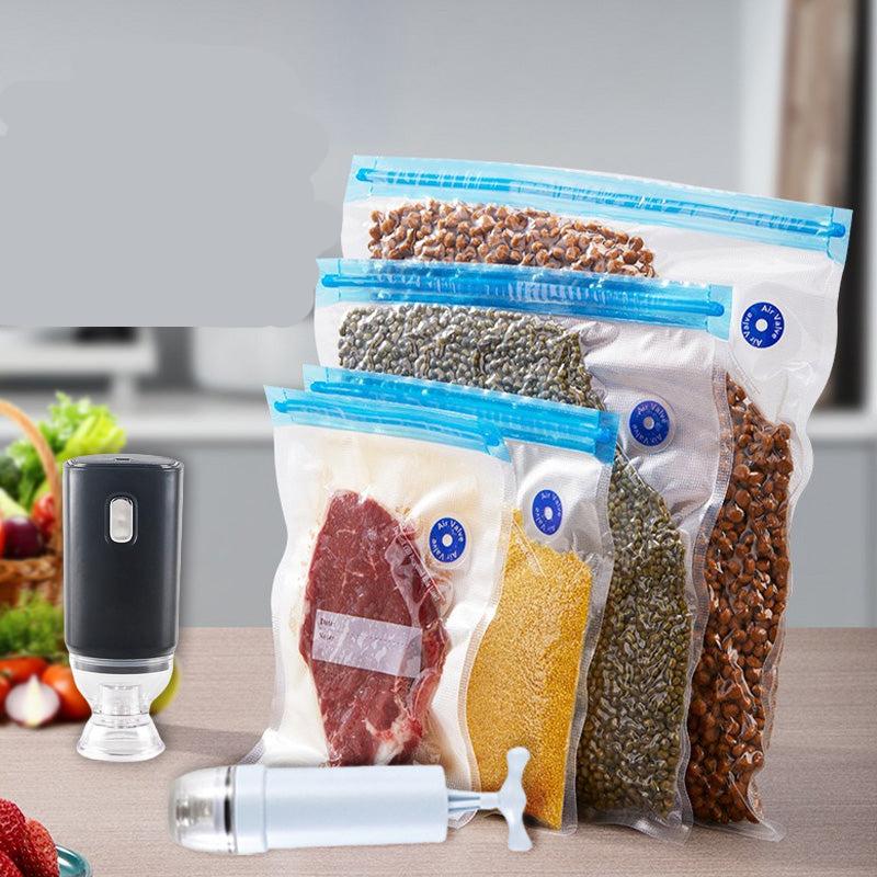 Set van 10 herbruikbare vacuümzakken voor voedselopslag; perfect voor diepvries en bewaren.