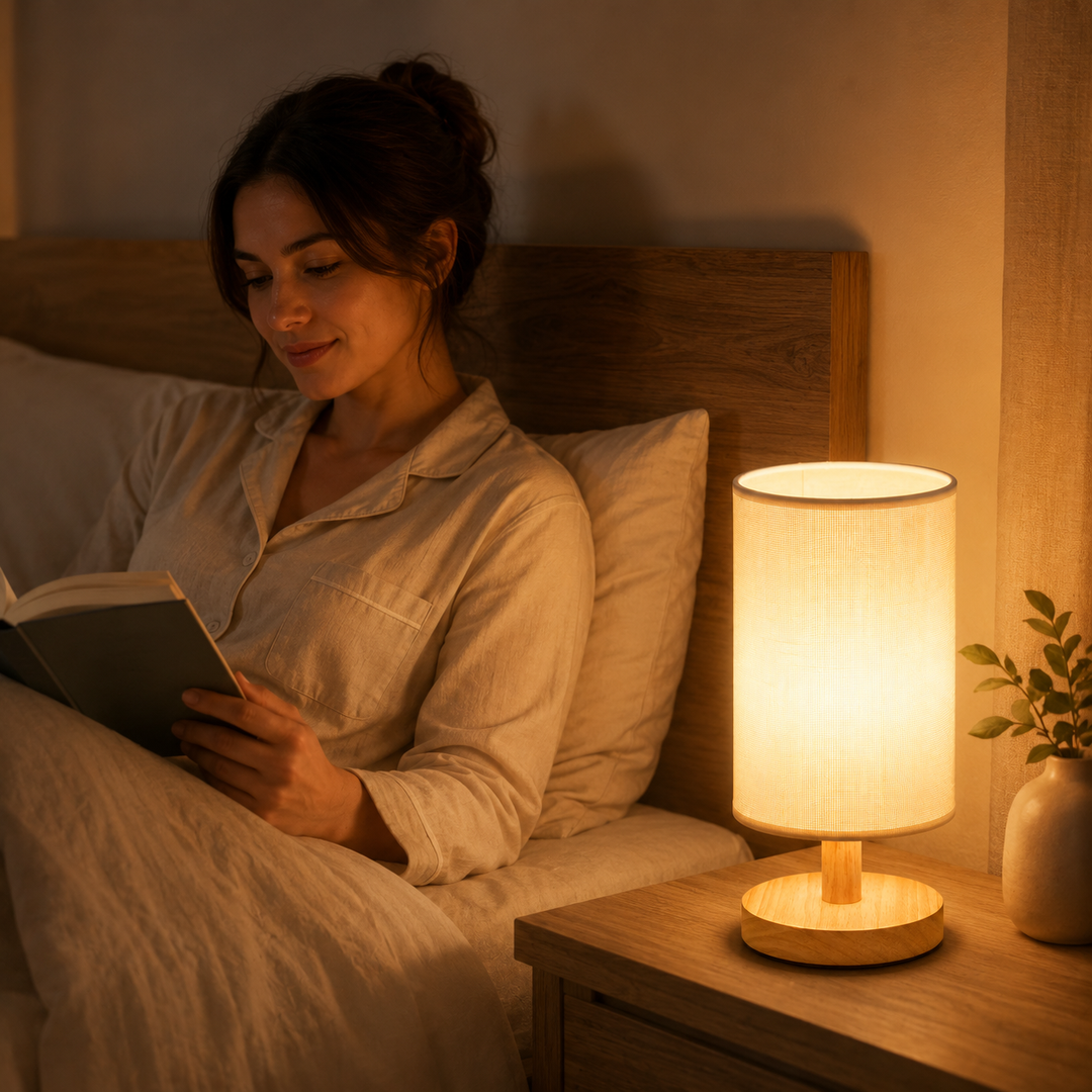 Sfeervolle dimbare tafellamp met afstandsbediening, perfect voor ontspanning en lezen.