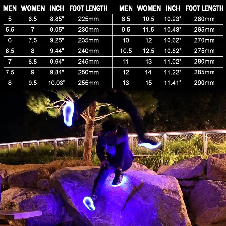 Comfortabele LumaBoost LED schoenen, unisex, oplaadbaar en met zachte binnenzool.