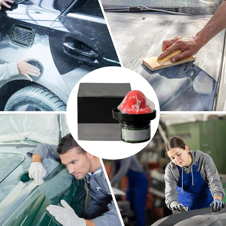 Gidscoating poeder en applicator voor het opsporen van lakdefecten, onmisbaar voor auto schuren en reparatie.