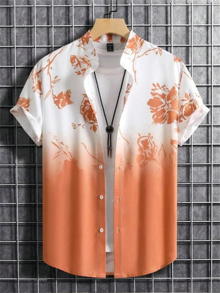 Heren Hawaii overhemd met levendige 3D bloemenprint, ideaal voor zomerse dagen en strandvakanties. Modieus korte mouw.