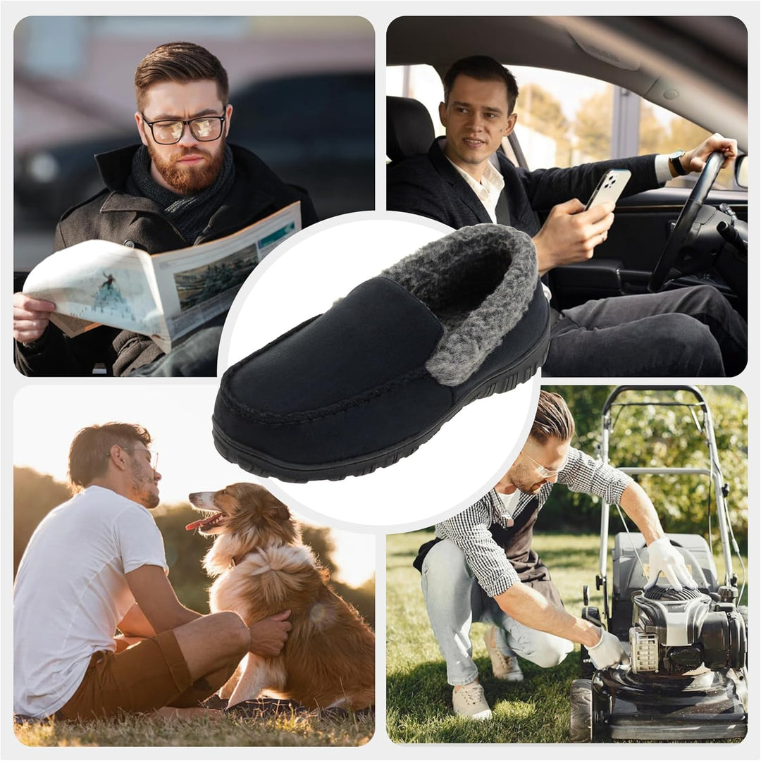 Bruine Lennox heren instappers met warme voering, comfortabele mocassins voor thuis of kantoor.
