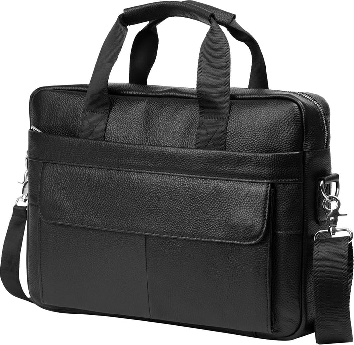 Zakelijke 15 inch laptop tas van leer met organiser. Perfect voor professionals, heren en dames.
