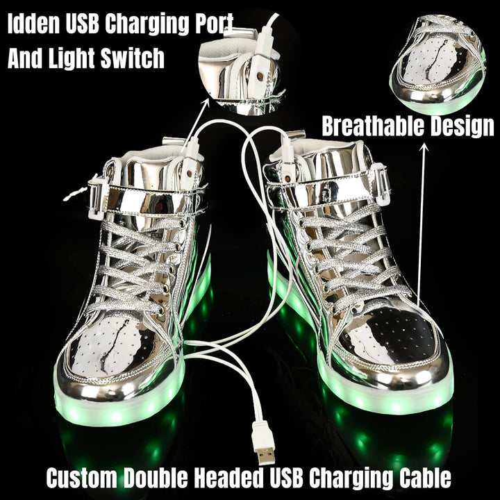 Unisex LumaBoost LED sneakers, oplaadbaar en met heldere lichteffecten die de aandacht trekken.