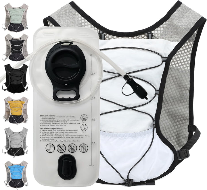 Hydratatievest voor trailrunning, met voldoende opslag en een 2L waterzak.