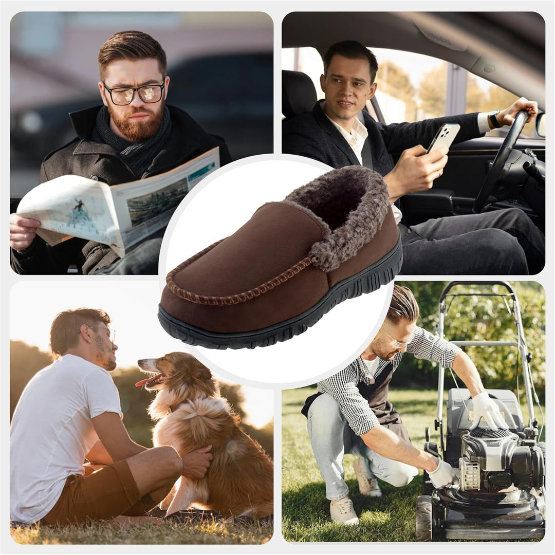 Casual Lennox heren schoenen, warme mocassins van kunstsuède met antislip.