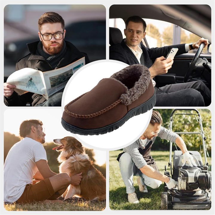 Casual Lennox heren schoenen, warme mocassins van kunstsuède met antislip.