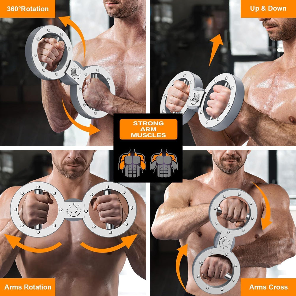 Compacte Twister armoefenaar met instelbare 12LB weerstand voor bovenlichaam training en fitness.
