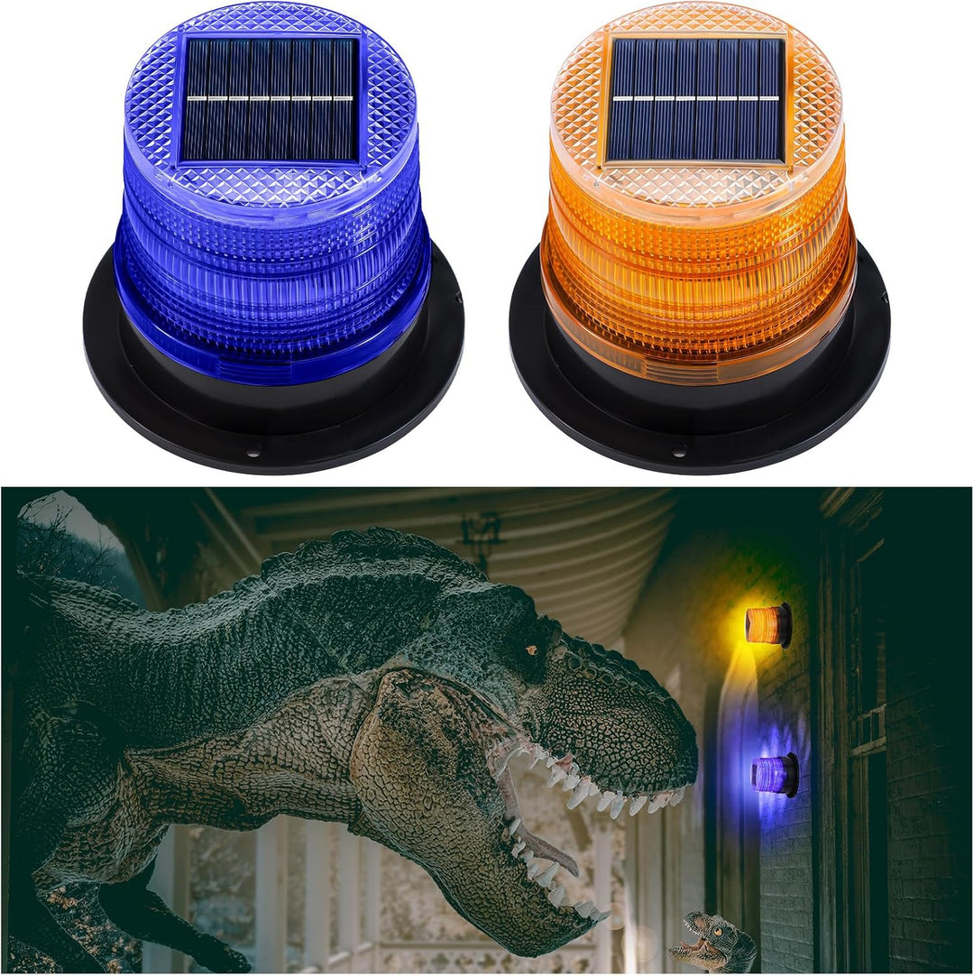 Waterdichte zonne-energie waarschuwingslicht set met krachtige amber & blauwe LED stroboscoop. Magnetisch en duurzaam.
