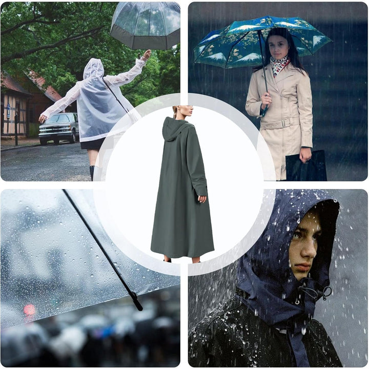 Ademende lange regenjas, unisex model, waterdicht en winddicht, ideaal voor actief buitenleven.