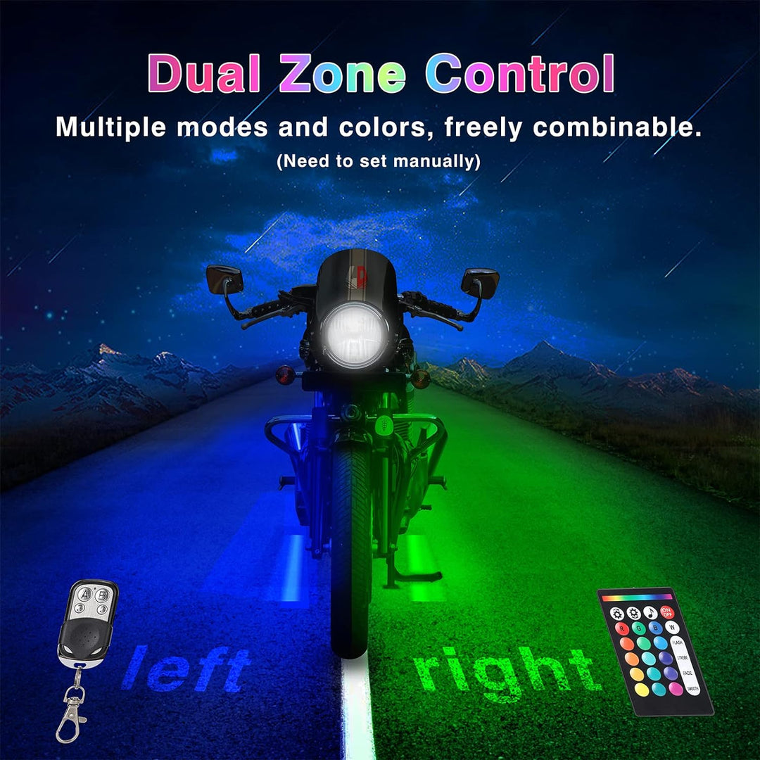 Motor LED lichtkit met 12 dynamische RGB lampen, app bediening, waterdicht, voor custom motorfiets tuning.