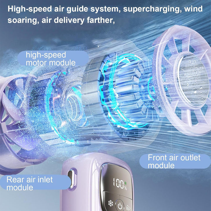 Multifunctionele draagbare ventilator: opvouwbaar, LED-display en 100 snelheden. Handig.