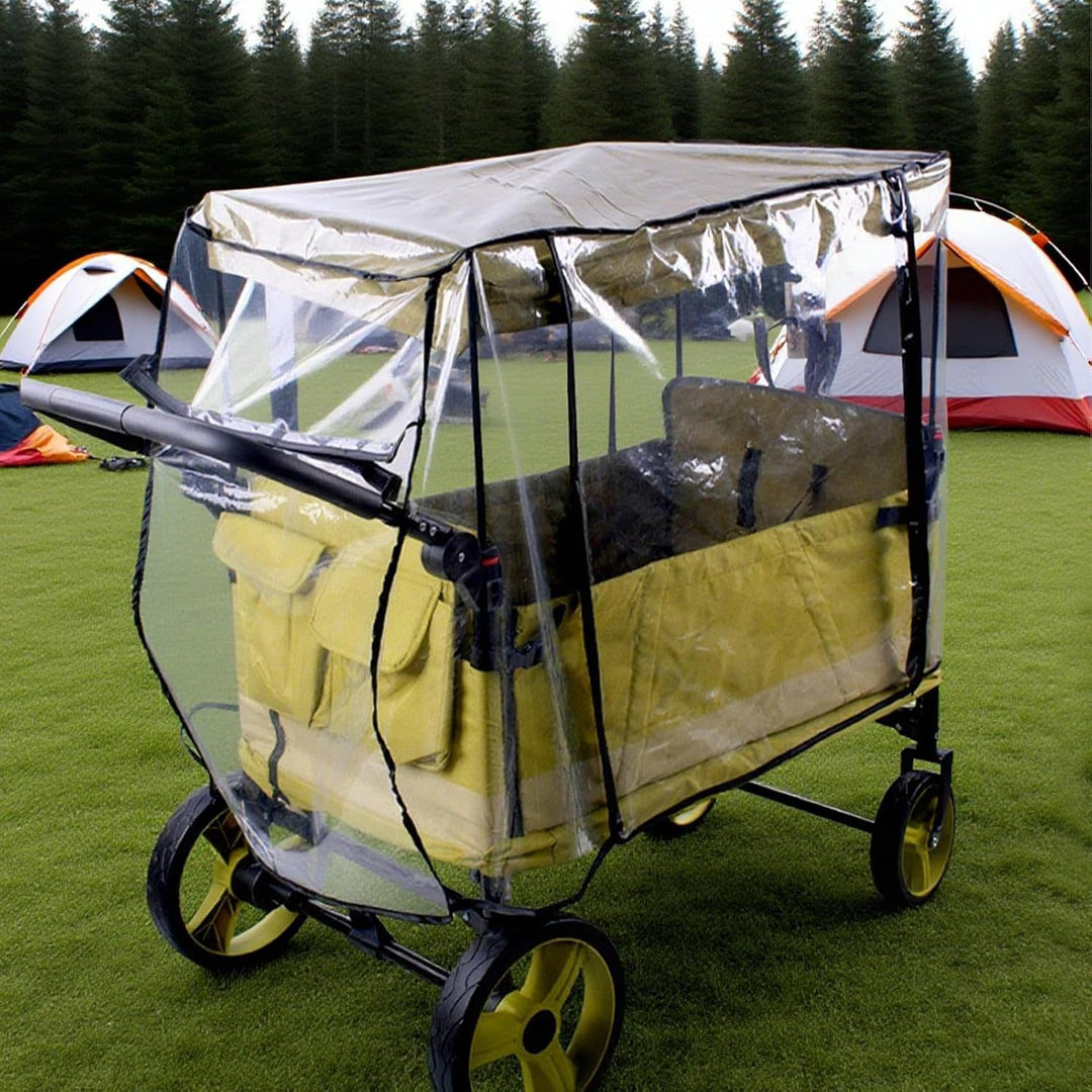 Optimale kinderwagenhoes voor 2-zits en 4-zits wagens. Beschermt baby's tegen wind en regen, essentieel accessoire.