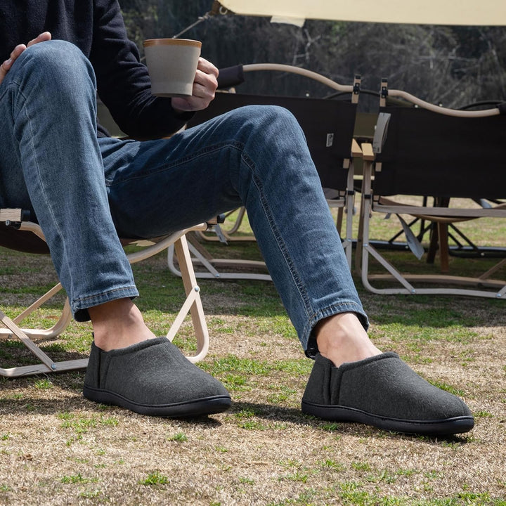 Noah heren casual pantoffels, warme winterpantoffels met antislipzool.