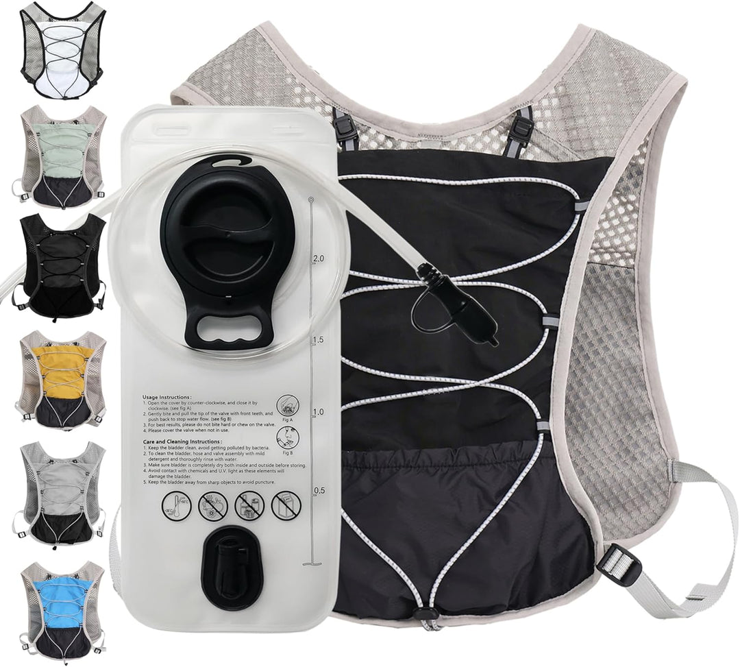 Ultralicht sportvest met hydratatiesysteem, onmisbaar voor serieuze hardlopers.