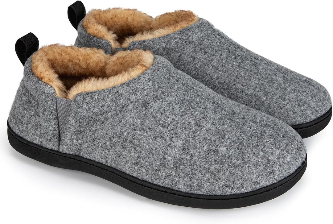 Grijze Noah heren pantoffels, warme huispantoffels met zachte binnenkant.