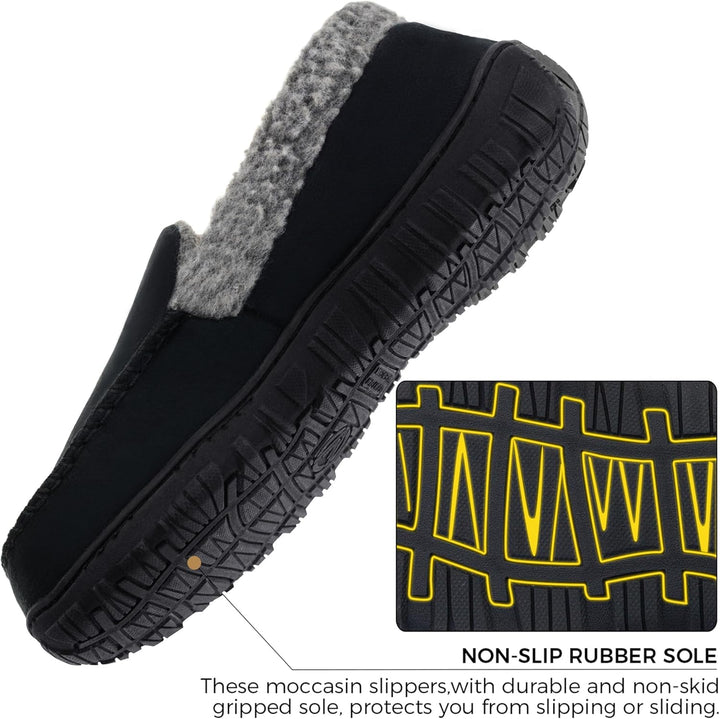 Grijze Lennox heren sloffen, warme voering en antislipzool voor veiligheid en comfort.