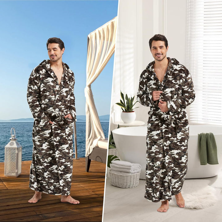 De James flanellen heren badjas: comfortabele loungekleding van topkwaliteit.