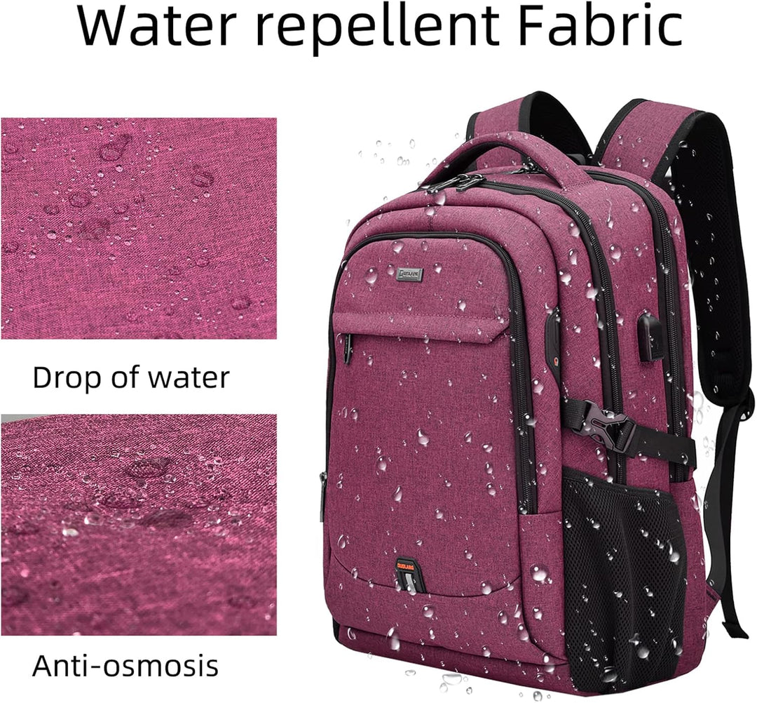 Modieuze reis laptoprugzak, waterbestendig, met USB-poort en anti-diefstal kenmerken.