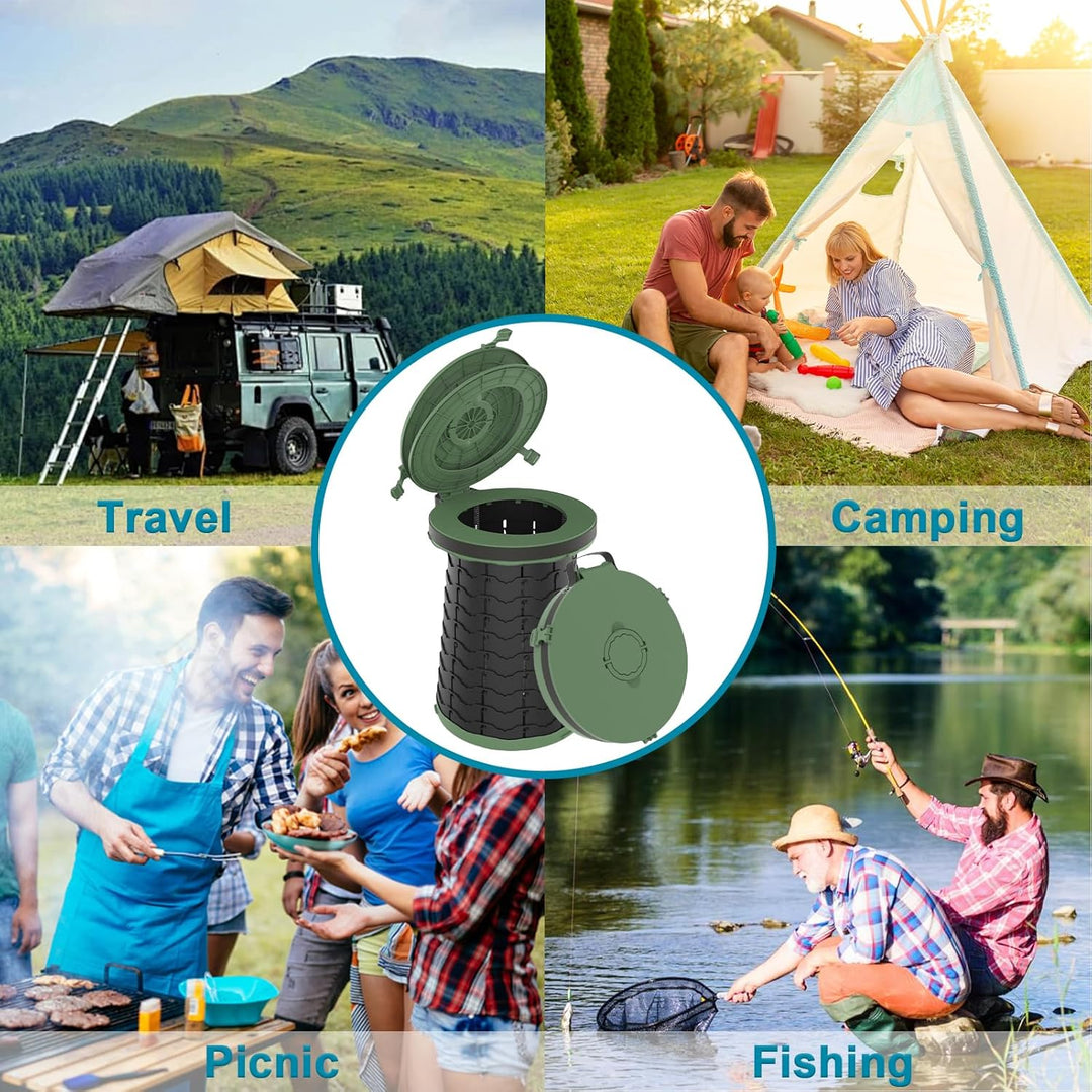 Essentieel mobiel toilet voor noodsituaties, in hoogte verstelbaar, compact mee te nemen.