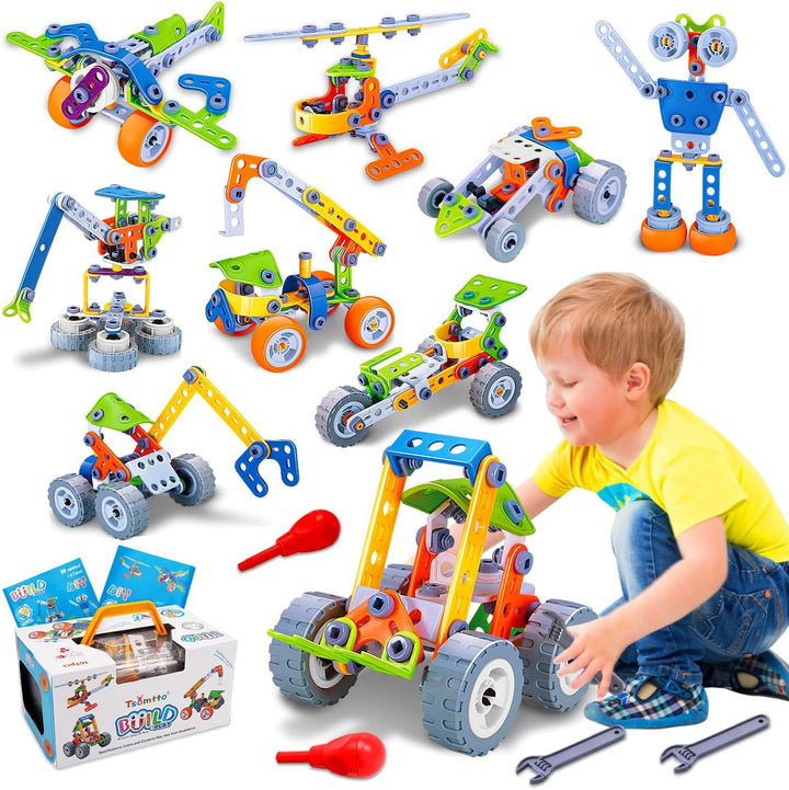 Kinder bouwset met kleurrijke BuildiBits bouwstenen, ideaal voor peuters om creatief te leren bouwen.