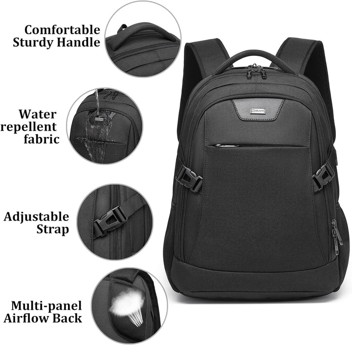 Waterbestendige laptoprugzak voor de stad, met USB en voldoende opbergruimte.