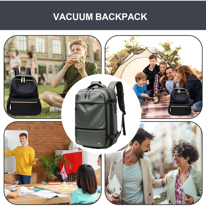 Praktische vacuüm rugzak 60L, waterdicht, met speciaal laptopvak, ideaal voor organisatie van bagage.