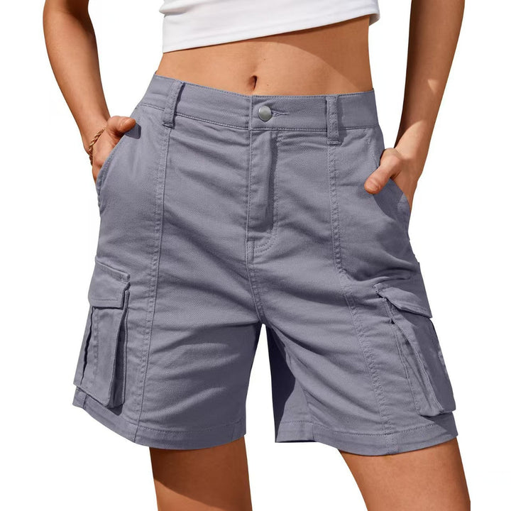 Stijlvolle dames korte broek met hoge taille en grote praktische zakken, een must-have voor casual zomer.