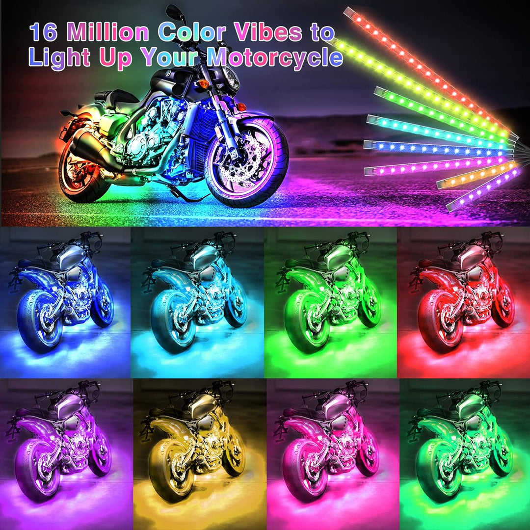 Complete 12-delige LED lichtkit voor motor accessoires, eenvoudig te installeren met helder RGB licht.