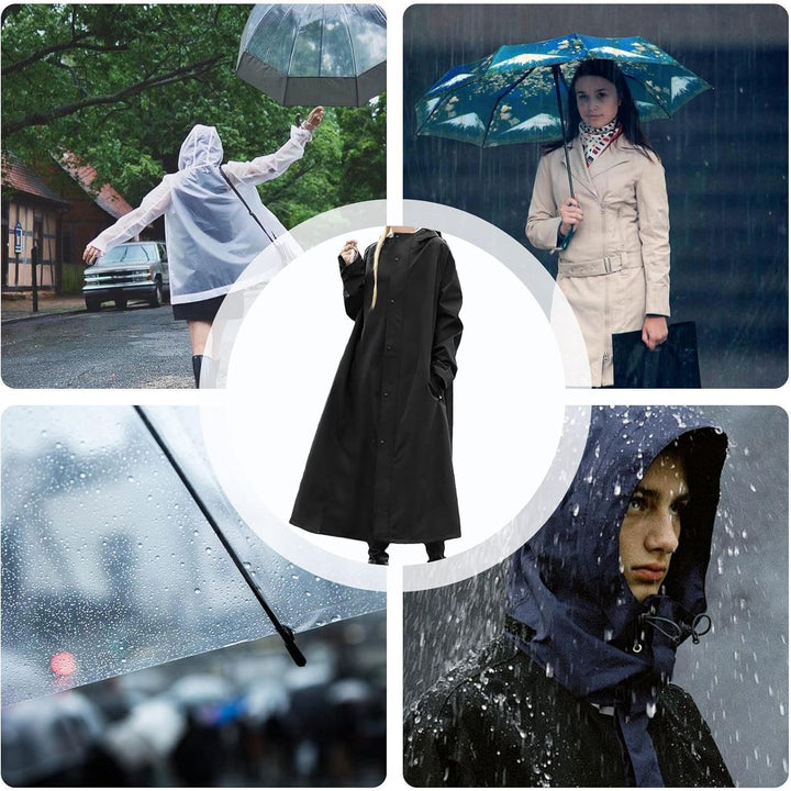 Winddichte en waterdichte Veridra regenjas, lange pasvorm, perfect voor buitenleven en regen.