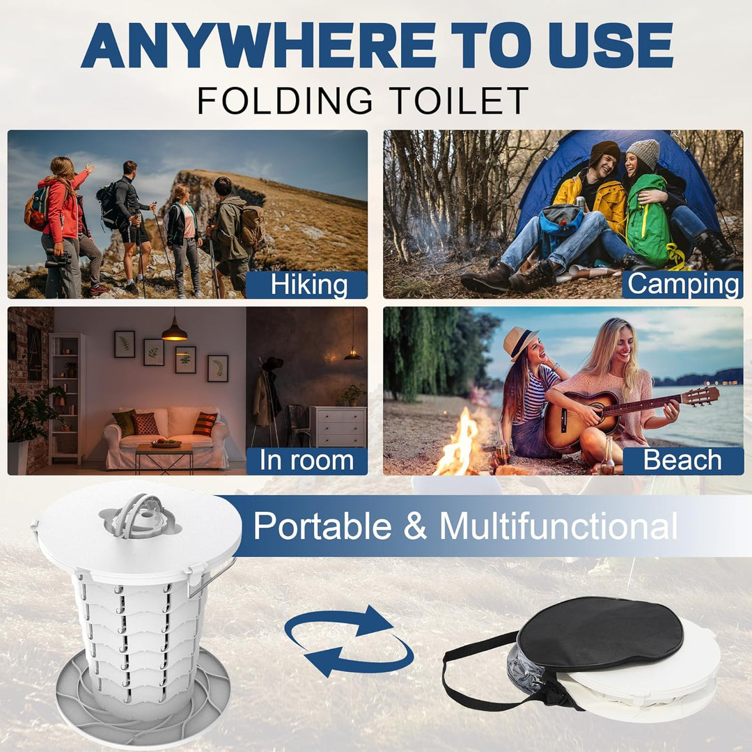 Lichtgewicht draagbaar toilet, perfect voor off-grid leven, makkelijk op te bergen en te transporteren.
