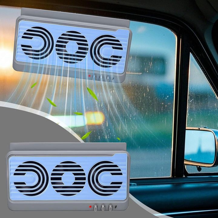 Detail van zonnepaneel op zonne-autoruitventilator, energiezuinige oplossing voor autokoeling.