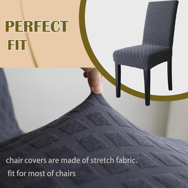 Stijlvolle renovatie van uw eetkamerstoelen met deze rekbare hoezen set.