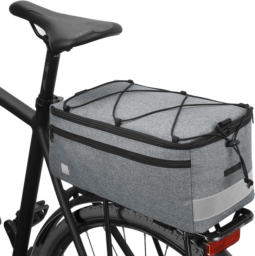 Geïsoleerde fietstas (8L) voor achterdrager. Koeltas voor fietsen, boodschappen en picknicks. Waterbestendig fietsaccessoire.