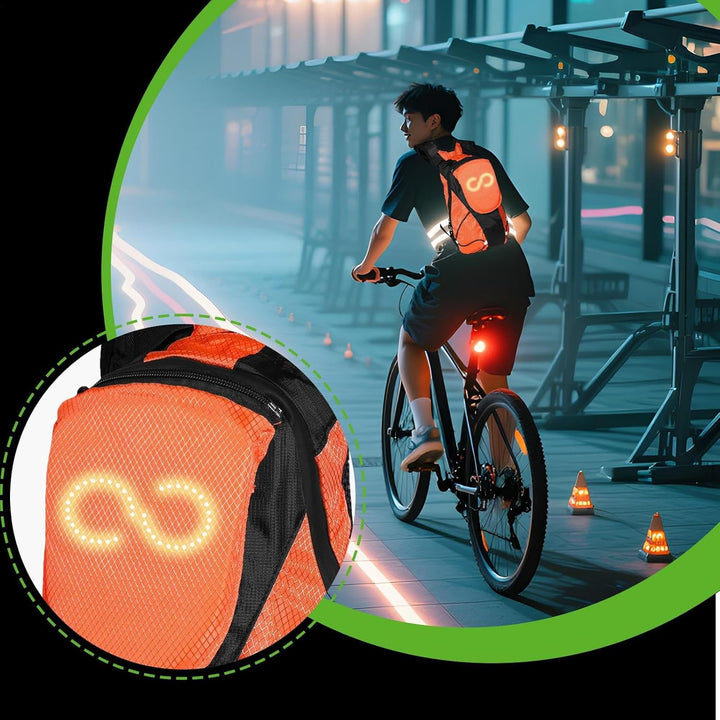LED veiligheidstas voor motorrijders en fietsers, optimaliseert zichtbaarheid in het donker.