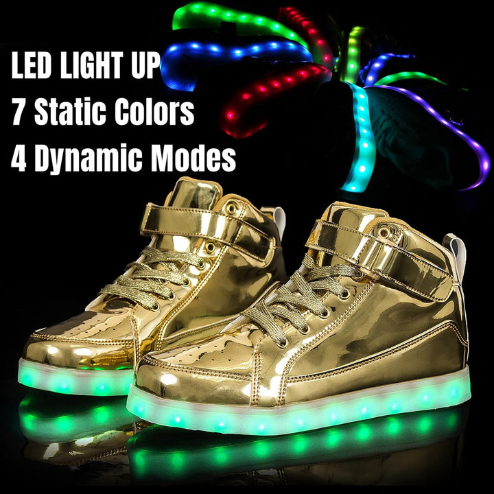 Comfortabele unisex LumaBoost LED schoenen met oplaadbare zolen, ideaal voor lange avonden uit.