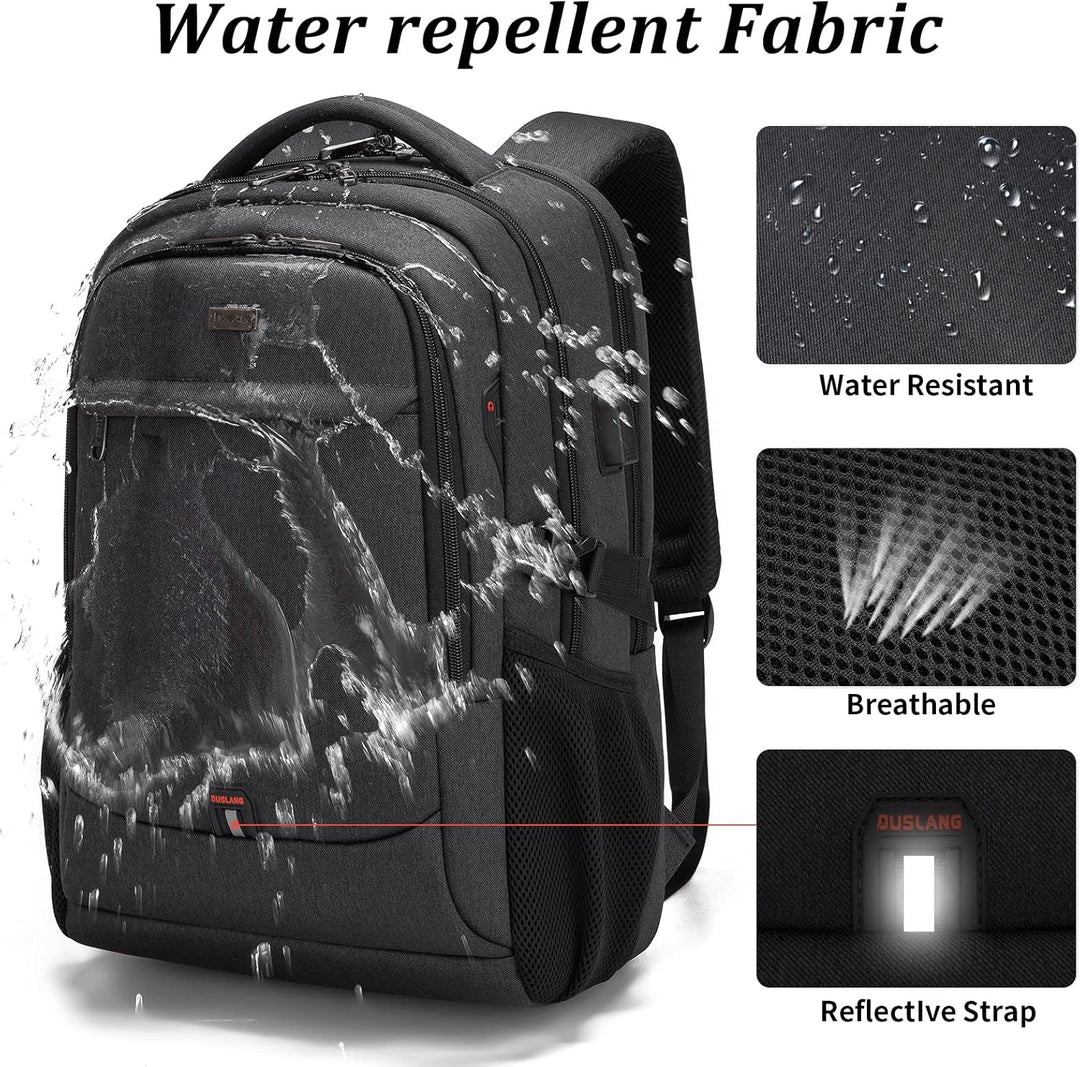 Praktische laptoprugzak met USB-poort en anti-diefstal voor dagelijks gebruik; waterbestendig.