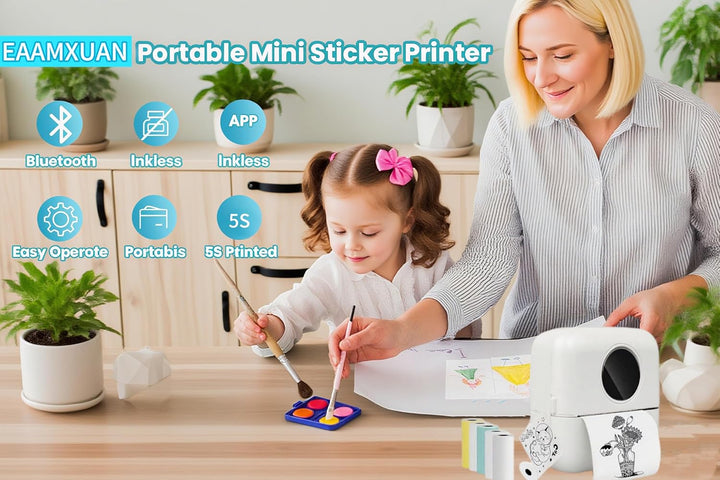 Inktvrije thermische etikettenmaker, mini formaat. Perfect voor schoolbenodigdheden, organisatie & draagbaar printgemak.