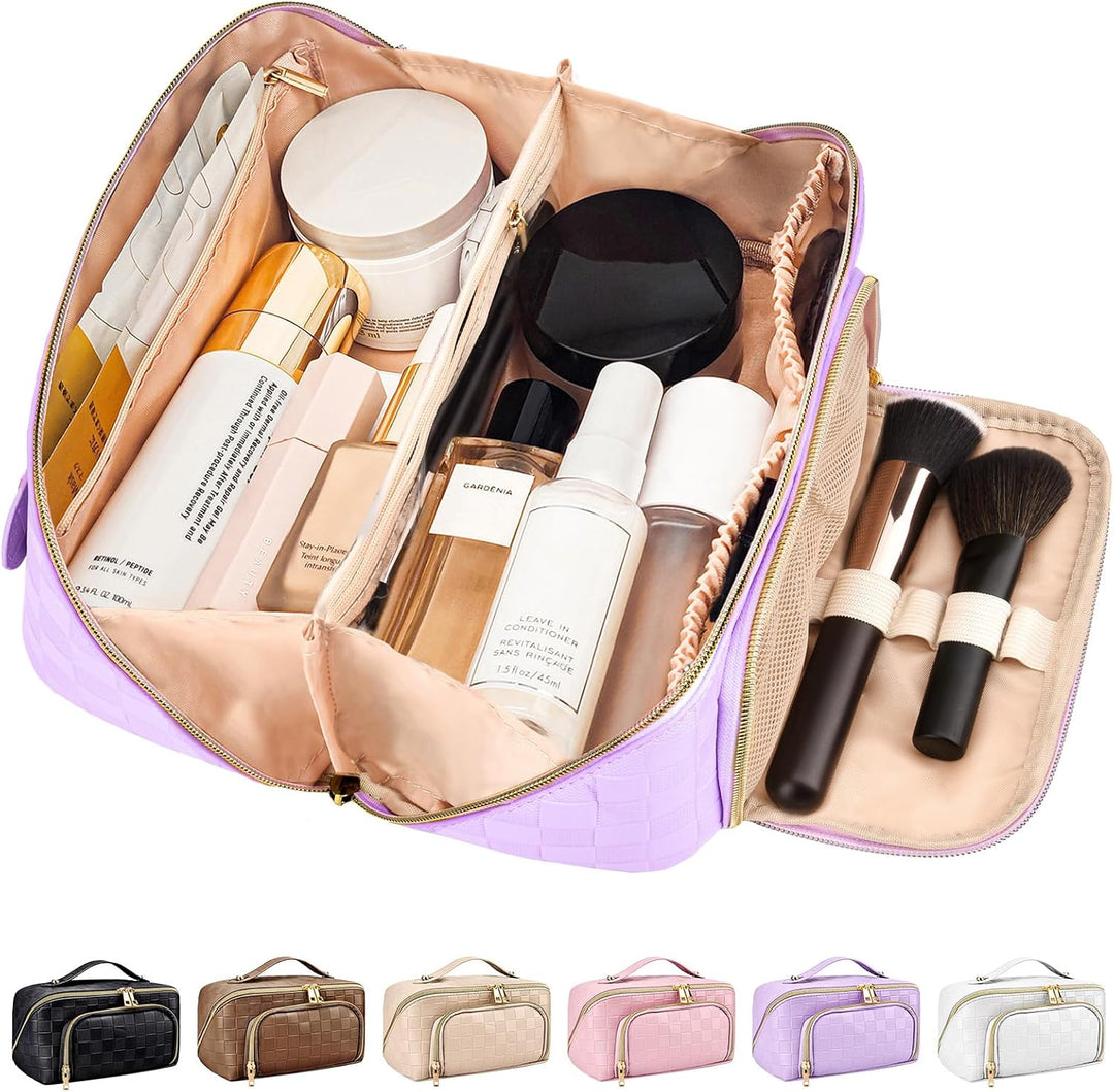 Grote waterdichte toilettas voor dames, met organizers voor al je beautyproducten.