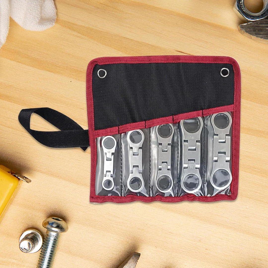 Handige stalen ratelmoersleutel set met flexkop voor moeiteloze reparaties aan auto's en in de werkplaats.