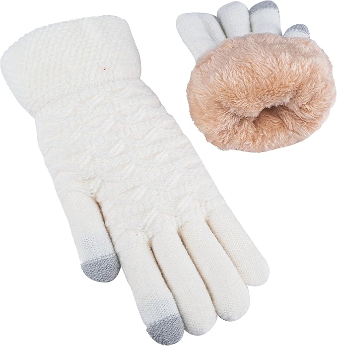 Close-up van dames fleece gevoerde touchscreen handschoenen, ideaal voor wintercomfort en warmte.