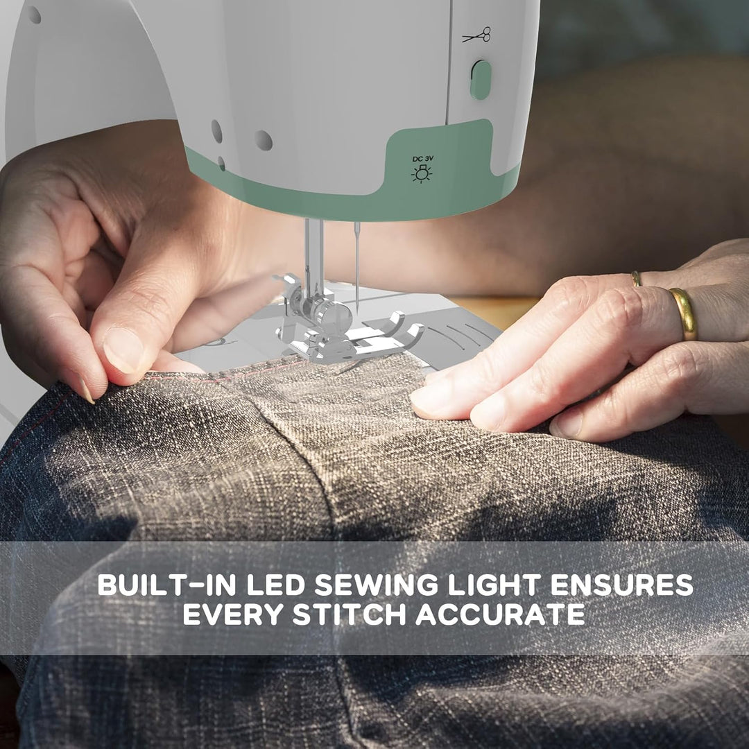 Gebruiksvriendelijk bedieningspaneel van de StitchPro draagbare stikmachine, ideaal voor eenvoudig naaien.