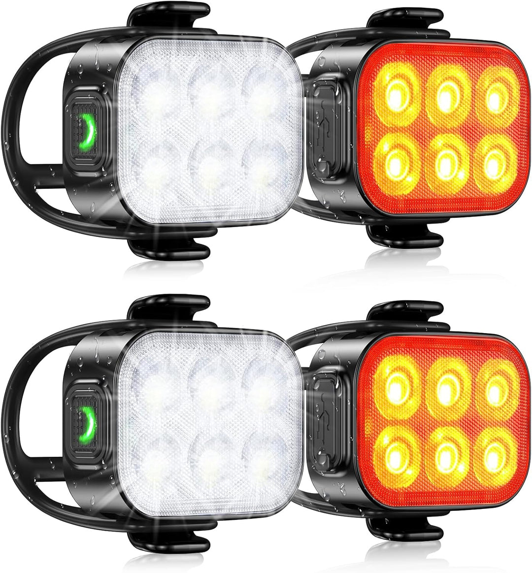 Fietsverlichting set: Ultra Slim LED voor- & achterlichten, USB oplaadbaar voor veilige en zichtbare ritten.