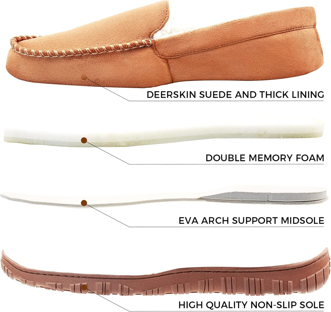 Bruine Lennox heren mocassins, casual schoenen met warme voering en antislip zool.