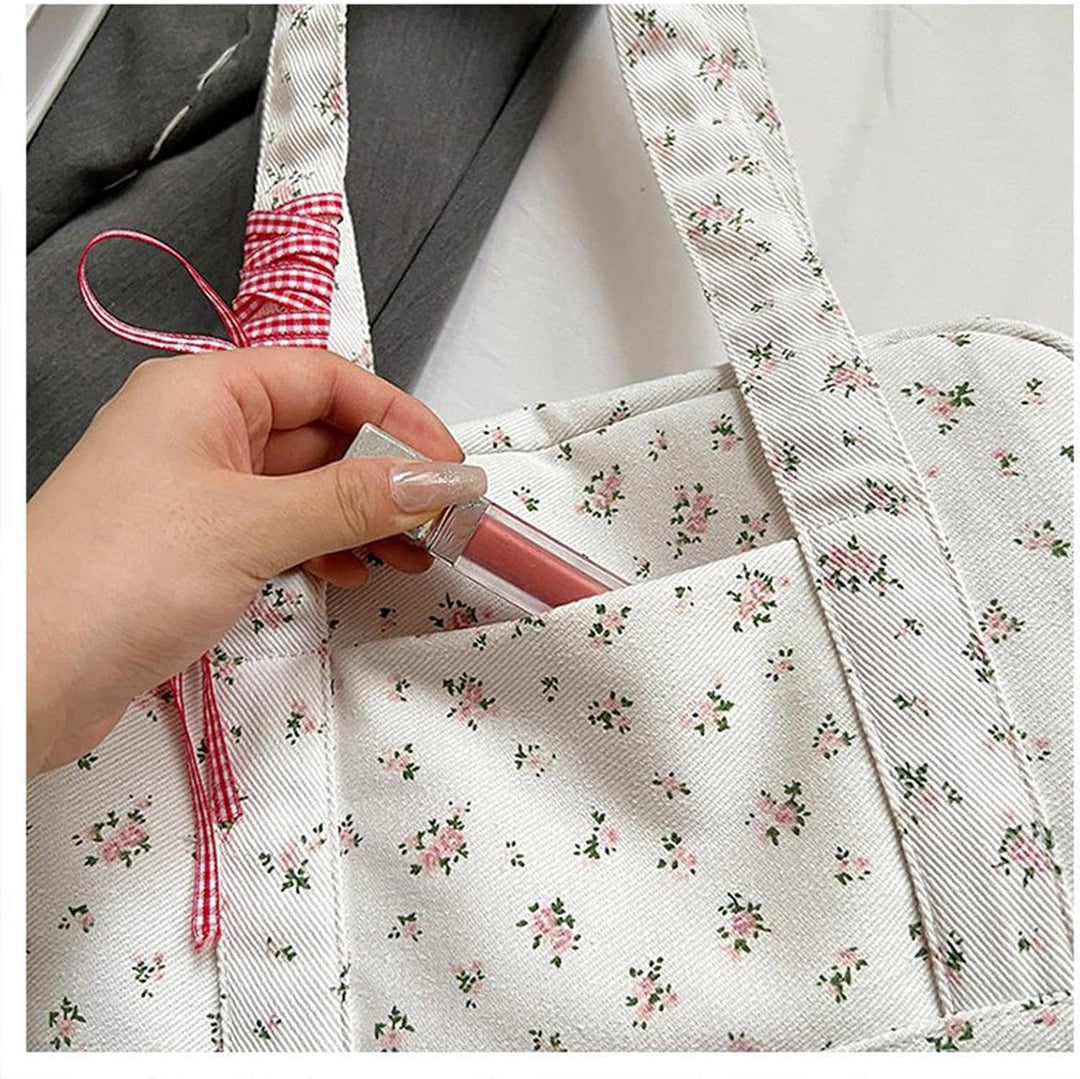 Stijlvolle canvas weekendtas met lint voor dames, een modieuze accessoire voor je reis.