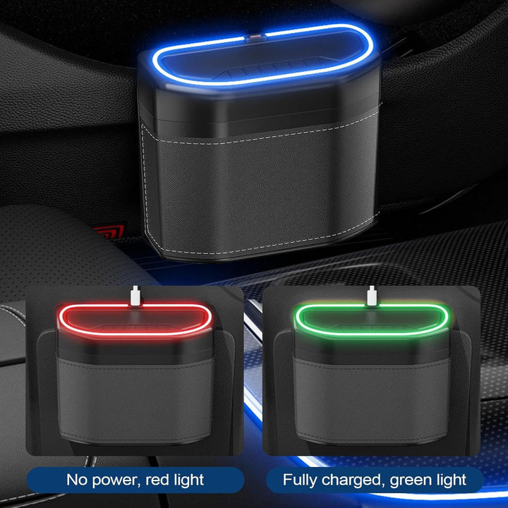 Upgrade uw auto-interieur met deze stijlvolle geurdichte prullenbak, compleet met touch LED licht.