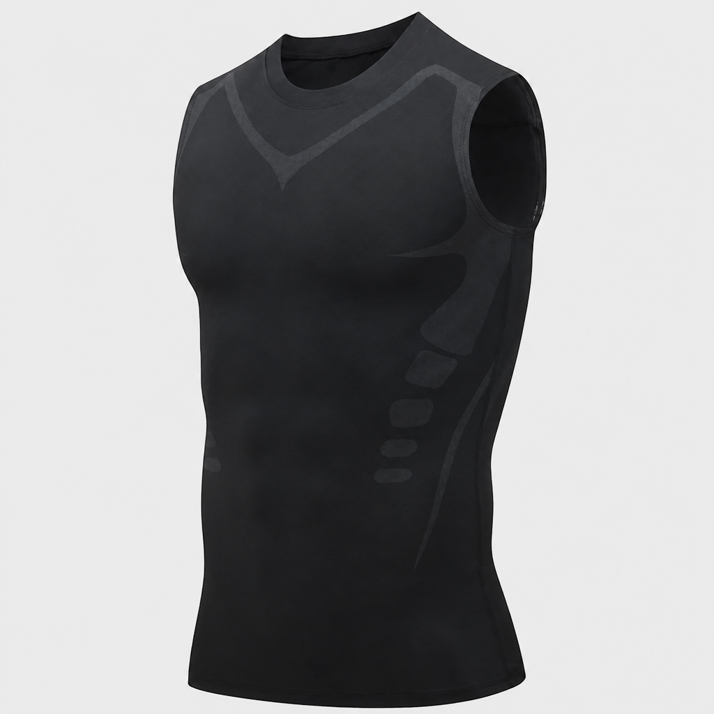 Mannen shapewear ondershirt met compressie voor een slanker silhouet. Ergonomisch design voor houding en comfort.
