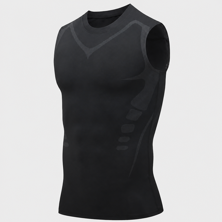 Mannen shapewear ondershirt met compressie voor een slanker silhouet. Ergonomisch design voor houding en comfort.