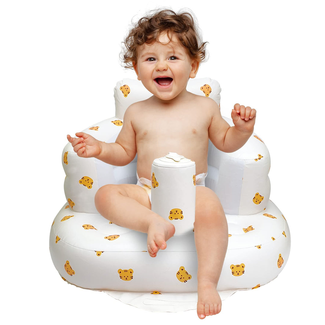 Opblaasbare babystoel met rugondersteuning, comfortabel voor peuters en baby's.