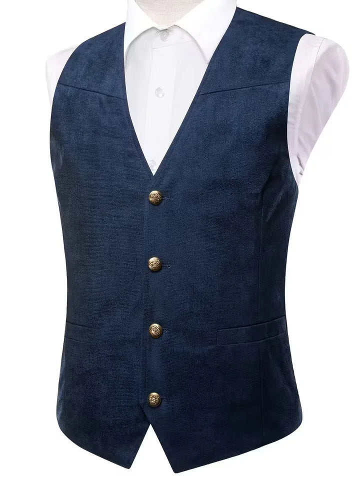 Tijdloos heren gilet, V-hals met knopen, een investering in je garderobe.